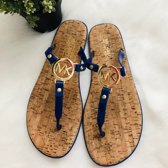 Mk charm jelly flip flop cork bottom Clearance